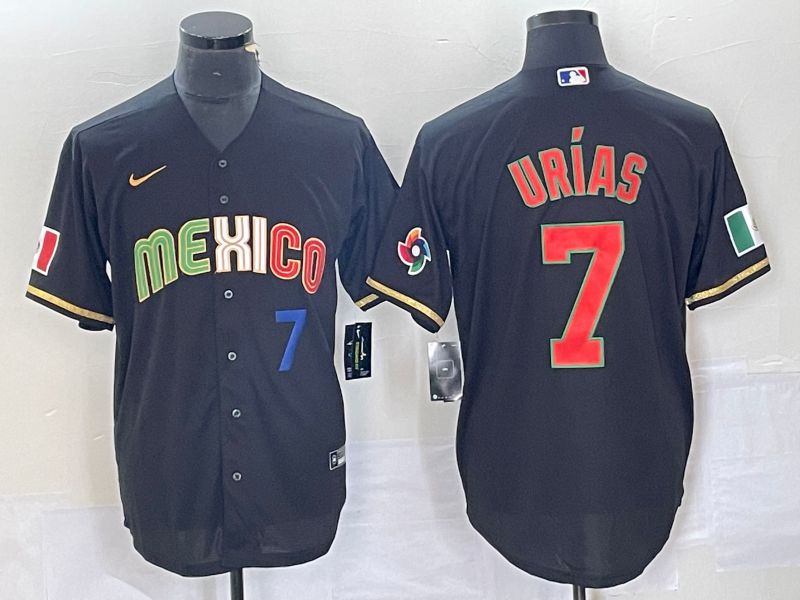 Men 2023 World Cub Mexico #7 Urias Black Nike MLB Jersey style 91833